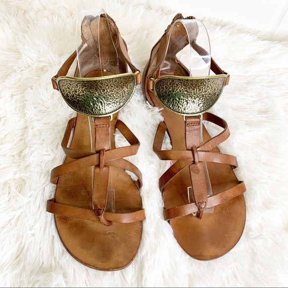 Ash Shoes - ASH Morocco Camel Leather Brooch Gladiator Sandals